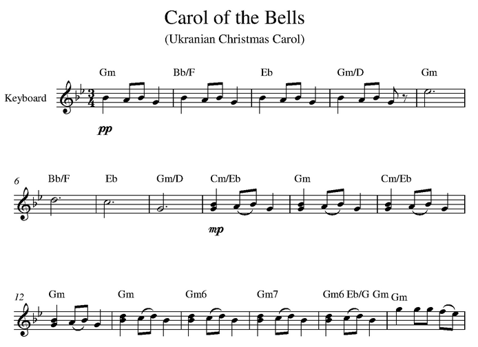 دانلود نت کیبورد (ارگ) Carol of the Bells 
